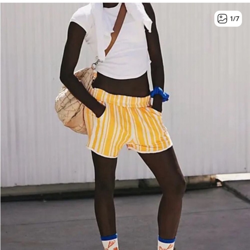 Free People "All Star Stripe" Shorts in Clementine White SZ S NWOT